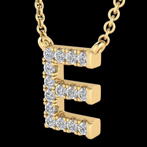 LETTER E DIAMOND INITIAL 9 CARAT GOLD NECKLACE