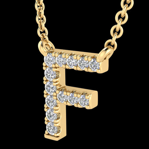 LETTER F DIAMOND INITIAL 9 CARAT GOLD NECKLACE