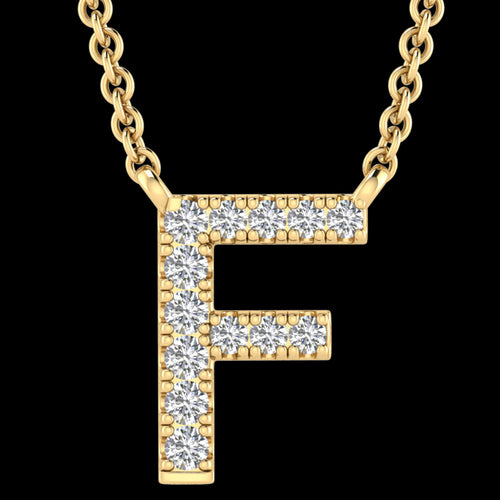 LETTER F DIAMOND INITIAL 9 CARAT GOLD NECKLACE