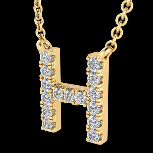 LETTER H DIAMOND INITIAL 9 CARAT GOLD NECKLACE
