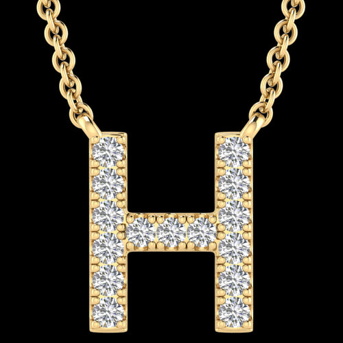 LETTER H DIAMOND INITIAL 9 CARAT GOLD NECKLACE
