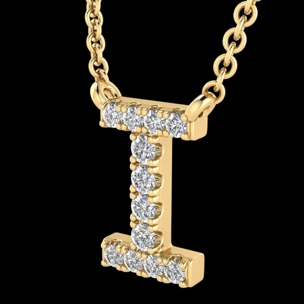 LETTER I DIAMOND INITIAL 9 CARAT GOLD NECKLACE
