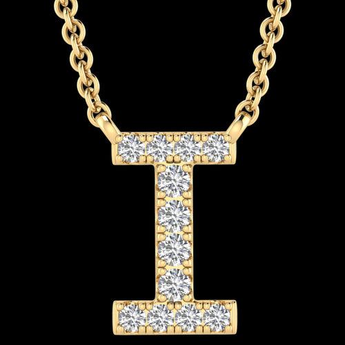 LETTER I DIAMOND INITIAL 9 CARAT GOLD NECKLACE