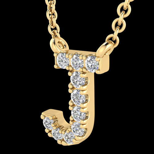 LETTER J DIAMOND INITIAL 9 CARAT GOLD NECKLACE