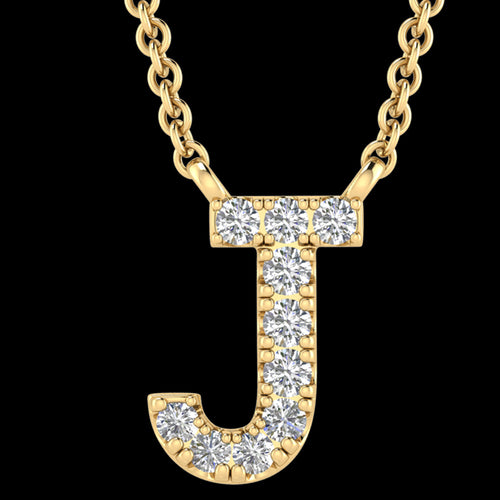 LETTER J DIAMOND INITIAL 9 CARAT GOLD NECKLACE