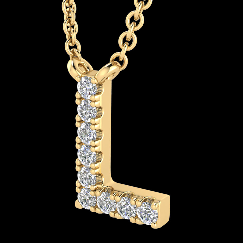 LETTER L DIAMOND INITIAL 9 CARAT GOLD NECKLACE