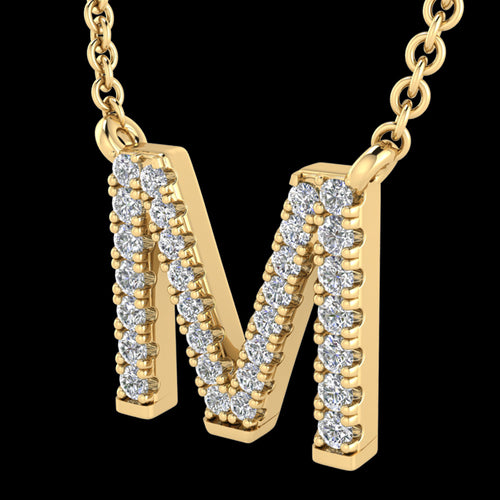 LETTER M DIAMOND INITIAL 9 CARAT GOLD NECKLACE