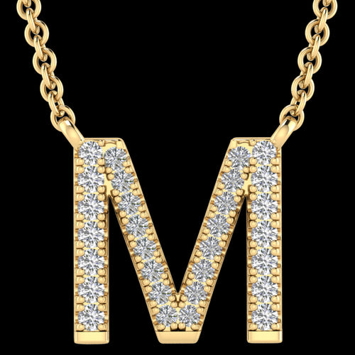 LETTER M DIAMOND INITIAL 9 CARAT GOLD NECKLACE