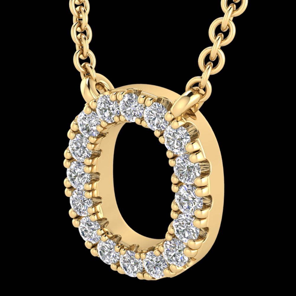 LETTER O DIAMOND INITIAL 9 CARAT GOLD NECKLACE