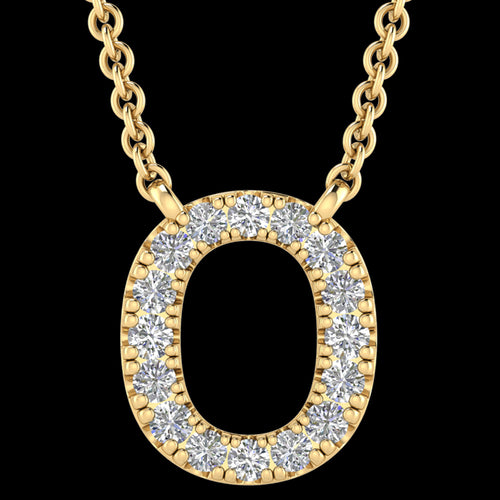 LETTER O DIAMOND INITIAL 9 CARAT GOLD NECKLACE