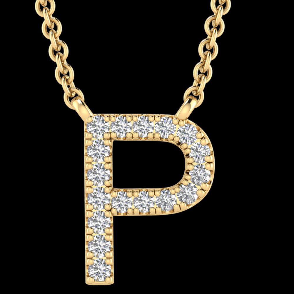 LETTER P DIAMOND INITIAL 9 CARAT GOLD NECKLACE