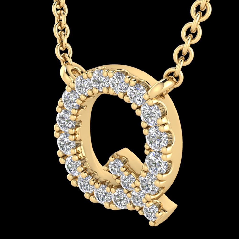 LETTER Q DIAMOND INITIAL 9 CARAT GOLD NECKLACE