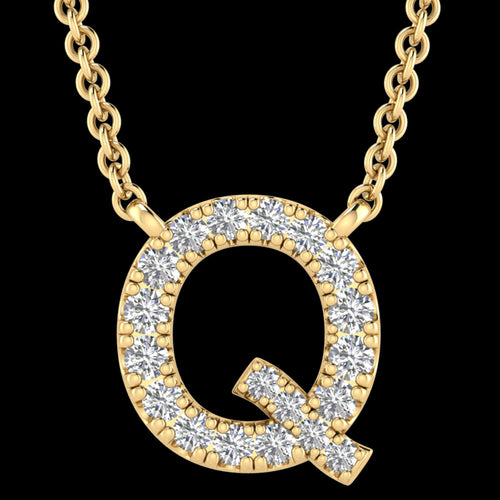 LETTER Q DIAMOND INITIAL 9 CARAT GOLD NECKLACE
