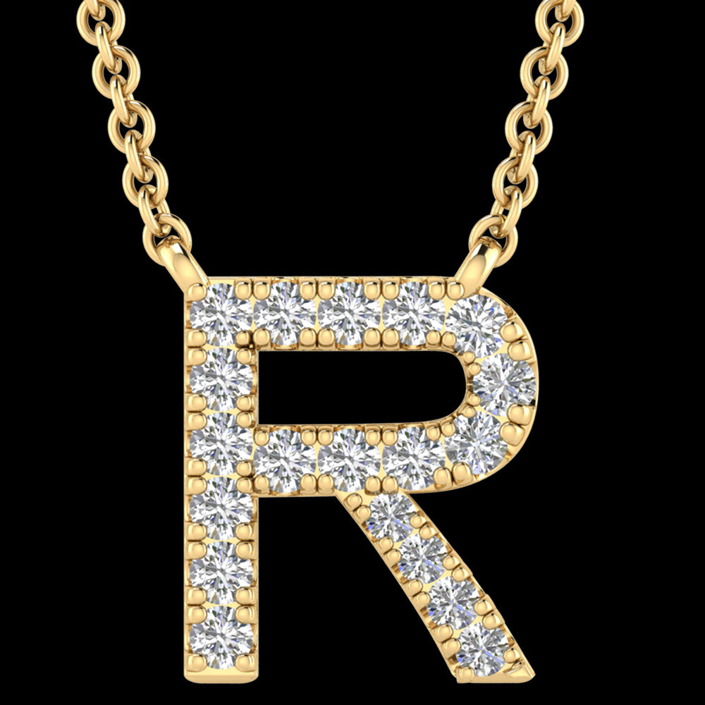 LETTER R DIAMOND INITIAL 9 CARAT GOLD NECKLACE