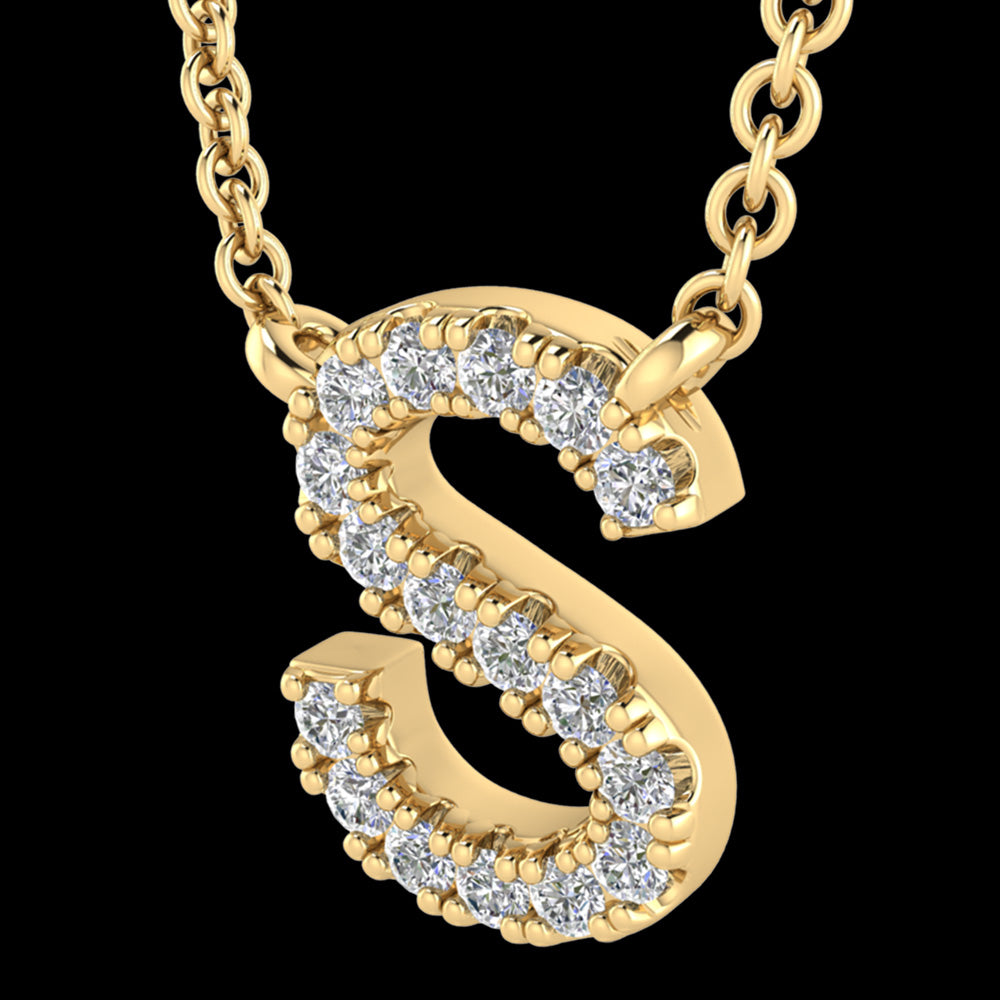 LETTER S DIAMOND INITIAL 9 CARAT GOLD NECKLACE