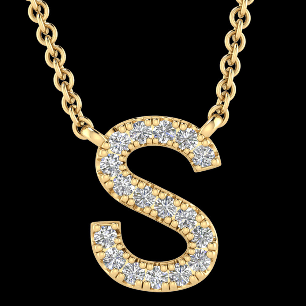 LETTER S DIAMOND INITIAL 9 CARAT GOLD NECKLACE