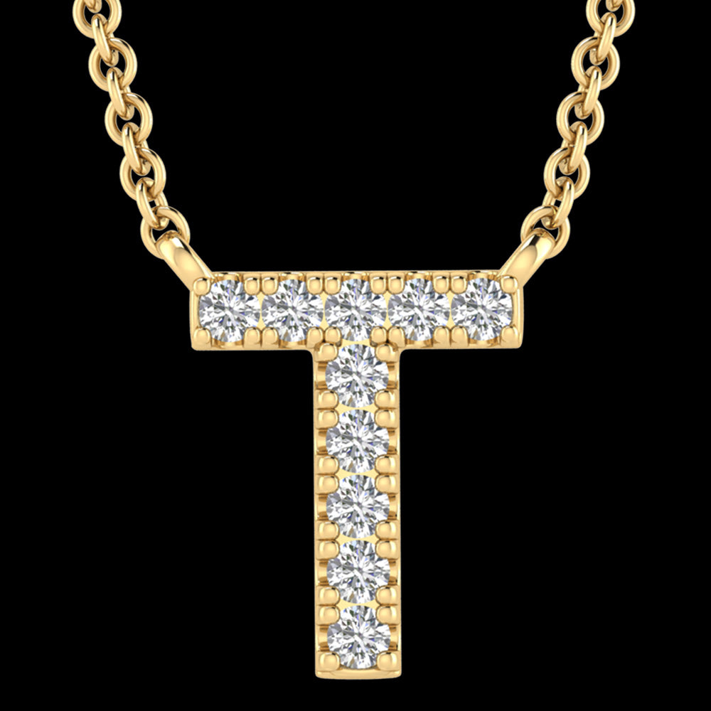 LETTER T DIAMOND INITIAL 9 CARAT GOLD NECKLACE