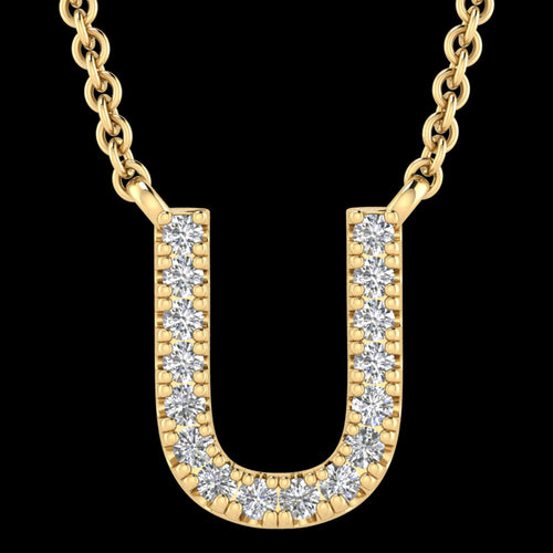 LETTER U DIAMOND INITIAL 9 CARAT GOLD NECKLACE