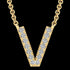 LETTER V DIAMOND INITIAL 9 CARAT GOLD NECKLACE