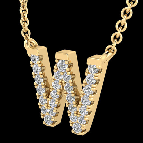 LETTER W DIAMOND INITIAL 9 CARAT GOLD NECKLACE