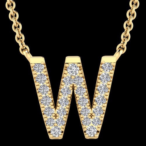 LETTER W DIAMOND INITIAL 9 CARAT GOLD NECKLACE