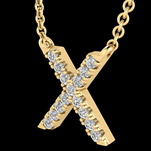 LETTER X DIAMOND INITIAL 9 CARAT GOLD NECKLACE