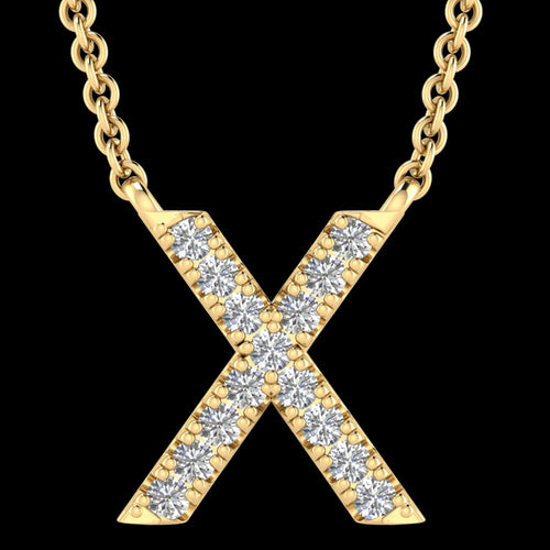 LETTER X DIAMOND INITIAL 9 CARAT GOLD NECKLACE
