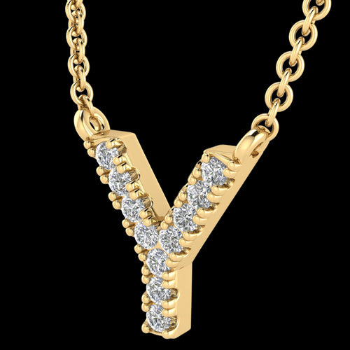 LETTER Y DIAMOND INITIAL 9 CARAT GOLD NECKLACE