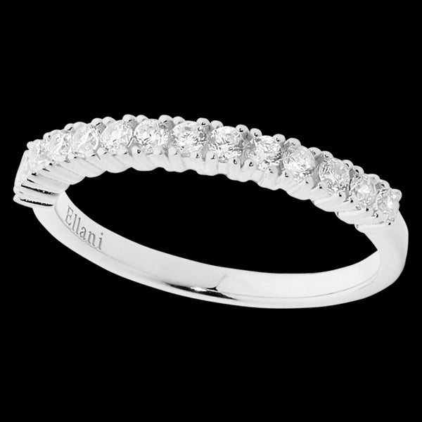 ELLANI STERLING SILVER CZ SINGLE ROW RING - TOP VIEW