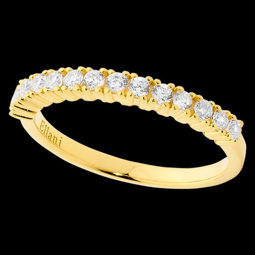 ELLANI STERLING SILVER GOLD CZ SINGLE ROW RING - TOP VIEW