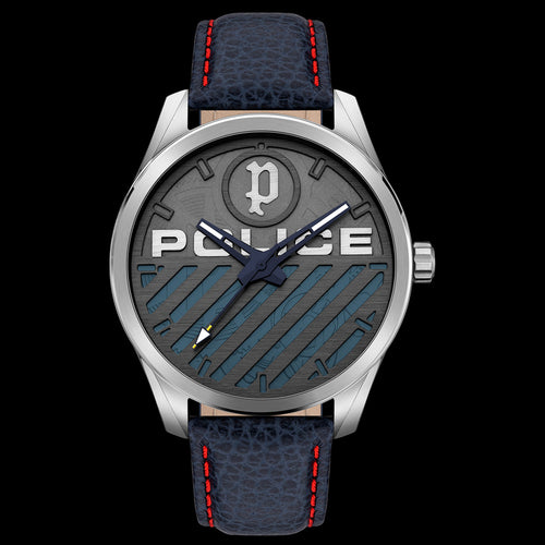POLICE GRILLE MEN'S BLUE LEATHER WATCH