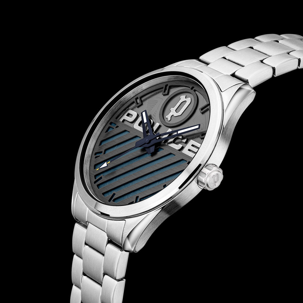 POLICE GRILLE MEN'S STEEL WATCH - SIDE VIEW