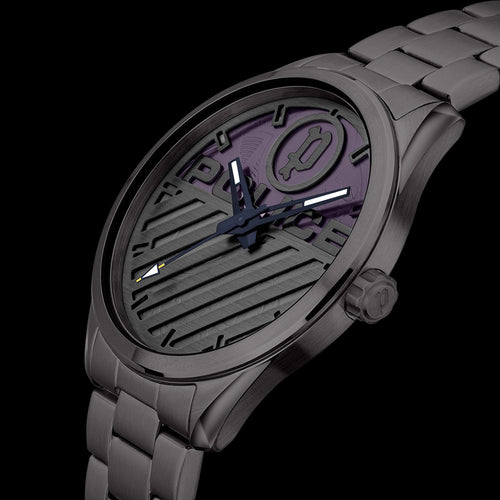 POLICE GRILLE MEN'S GUNMETAL WATCH - SIDE VIEW