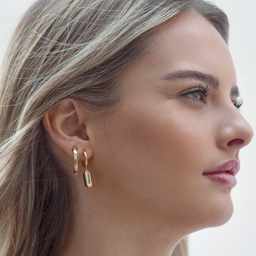 GEORGINI EMILIO VEGA GOLD HOOP EARRINGS - MODEL VIEW