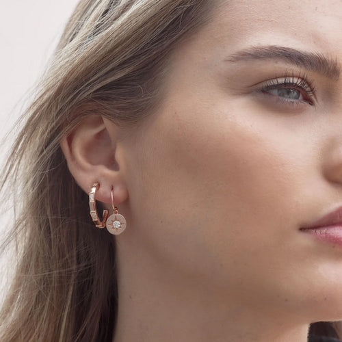 GEORGINI EMILIO VEGA ROSE GOLD HOOP EARRINGS - MODEL VIEW