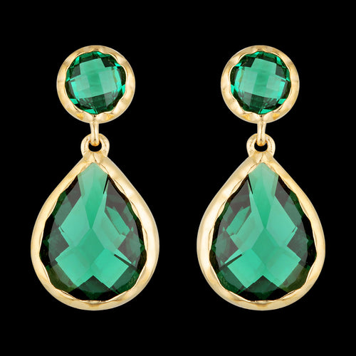 GEORGINI LUXE NOBILE EMERALD GREEN GOLD EARRINGS