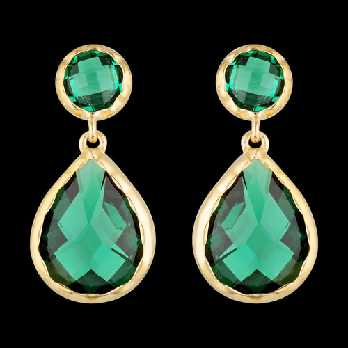 GEORGINI LUXE NOBILE EMERALD GREEN GOLD EARRINGS