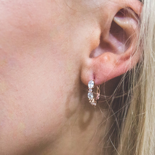 GEORGINI AURORA GLIMMER ROSE GOLD CZ EARRINGS - MODEL VIEW