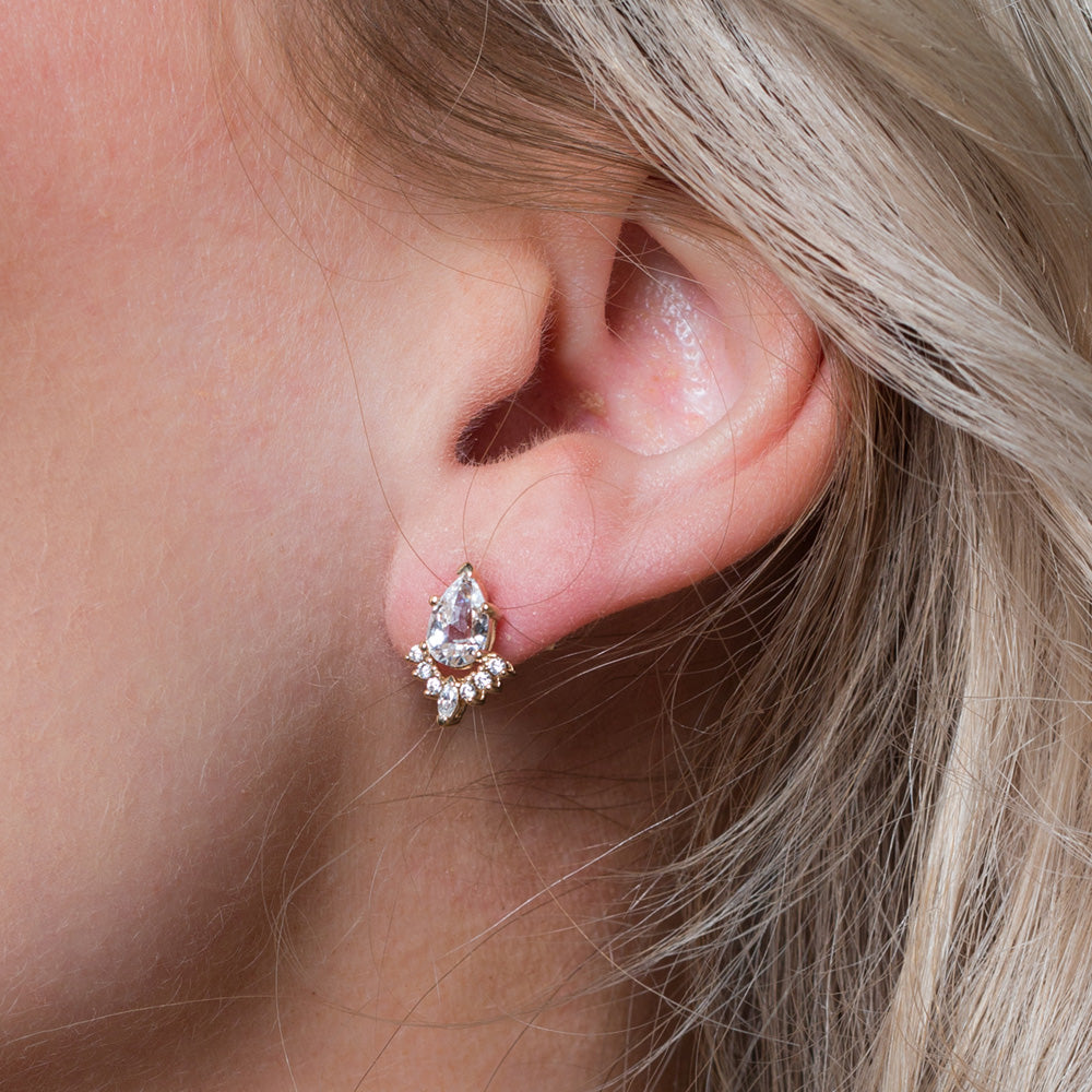 GEORGINI BRIDAL PENELOPE GOLD EARRINGS - MODEL VIEW 2