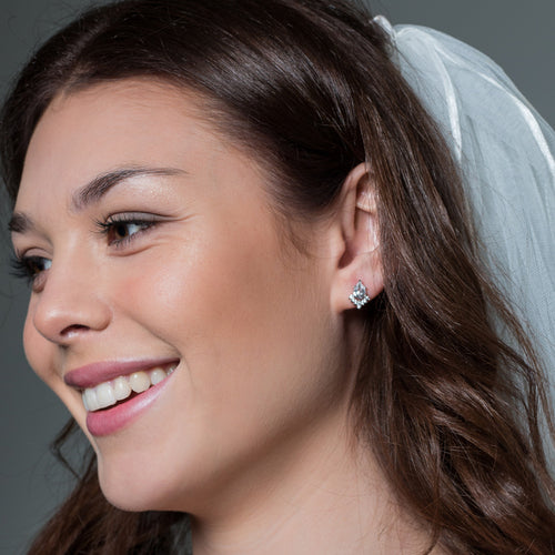 GEORGINI BRIDAL PENELOPE SILVER EARRINGS - MODEL VIEW