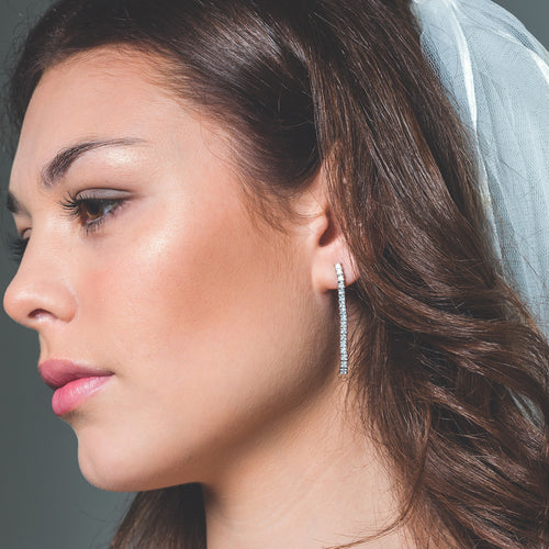 GEORGINI ICONIC BRIDAL VERA SILVER EARRINGS - MODEL VIEW