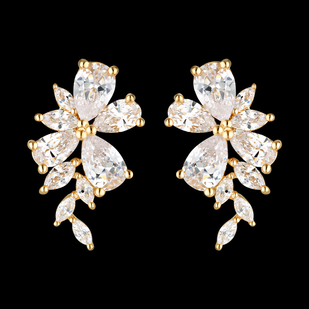 GEORGINI ICONIC BRIDAL HYACINTH GOLD EARRINGS