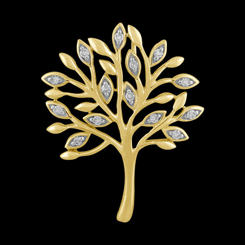 TREE OF LIFE 9K YELLOW GOLD DIAMOND PENDANT