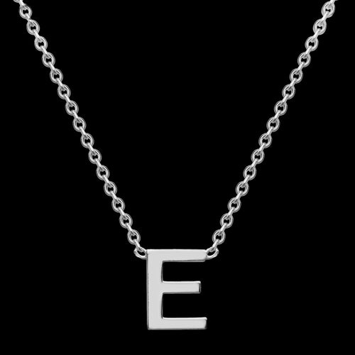 LETTER E INITIAL NECKLACE 9 CARAT WHITE GOLD | AUSTRALIA