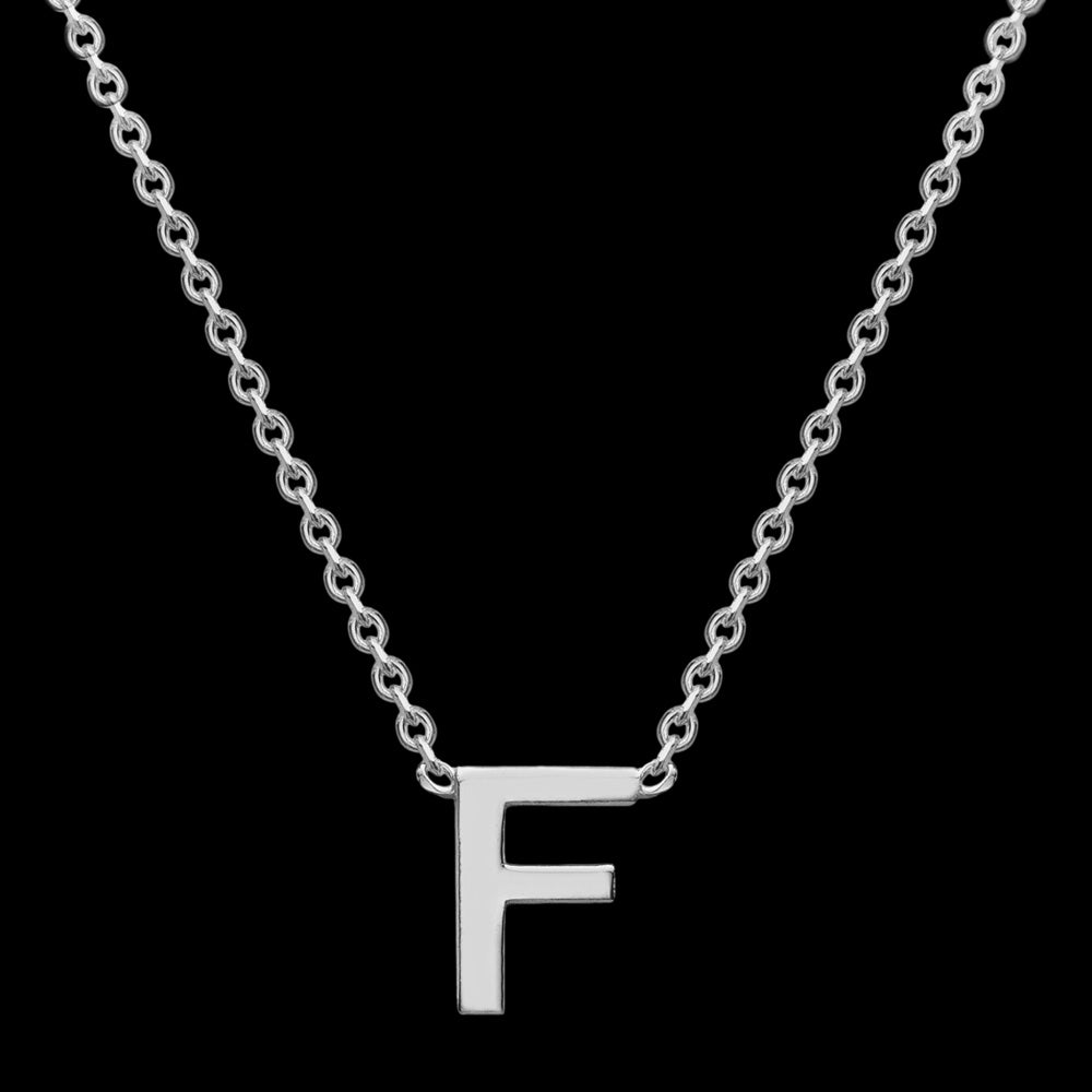 LETTER F INITIAL NECKLACE 9 CARAT WHITE GOLD | AUSTRALIA
