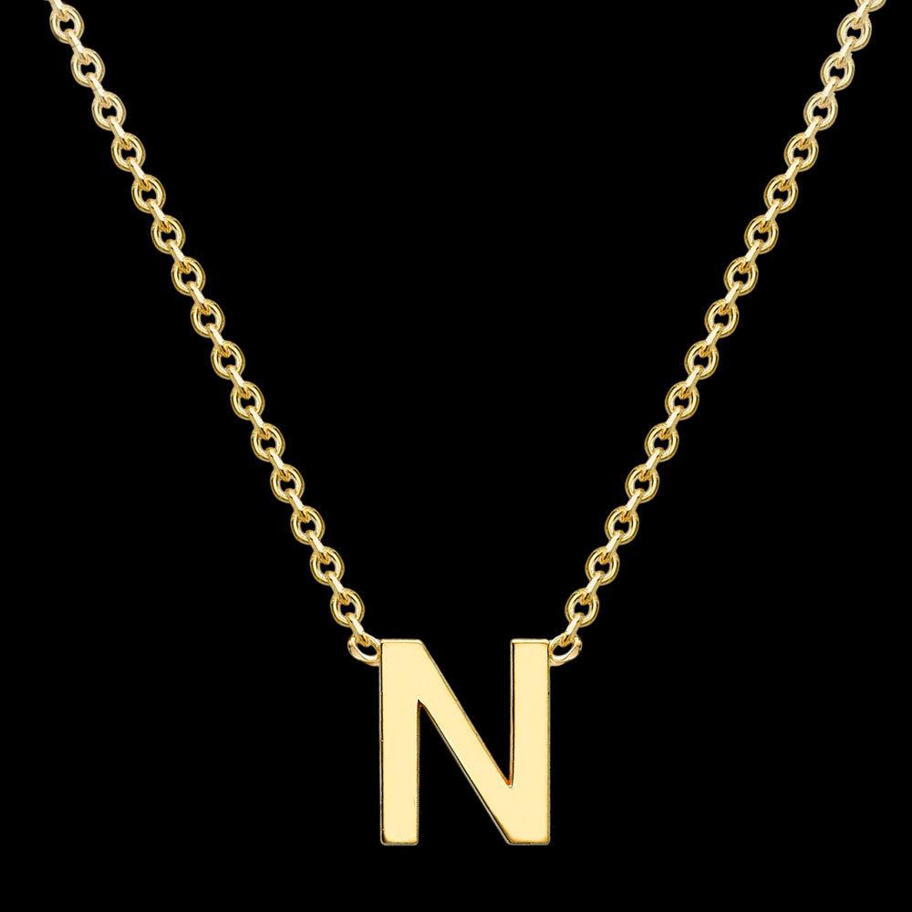 LETTER N INITIAL NECKLACE 9 CARAT YELLOW GOLD | AUSTRALIA