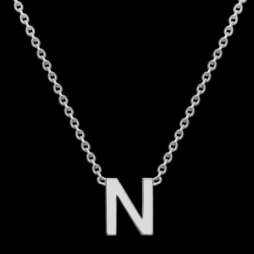 LETTER N INITIAL NECKLACE 9 CARAT WHITE GOLD | AUSTRALIA