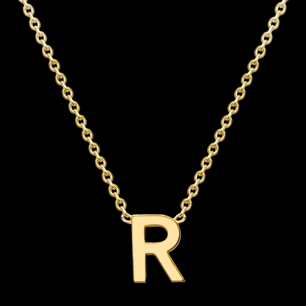 LETTER R INITIAL NECKLACE 9 CARAT YELLOW GOLD | AUSTRALIA