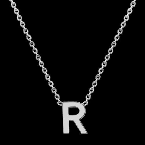 LETTER R INITIAL NECKLACE 9 CARAT WHITE GOLD | AUSTRALIA