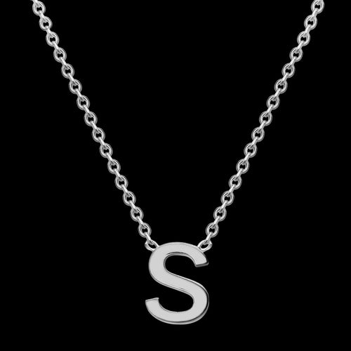 LETTER S INITIAL NECKLACE 9 CARAT WHITE GOLD | AUSTRALIA